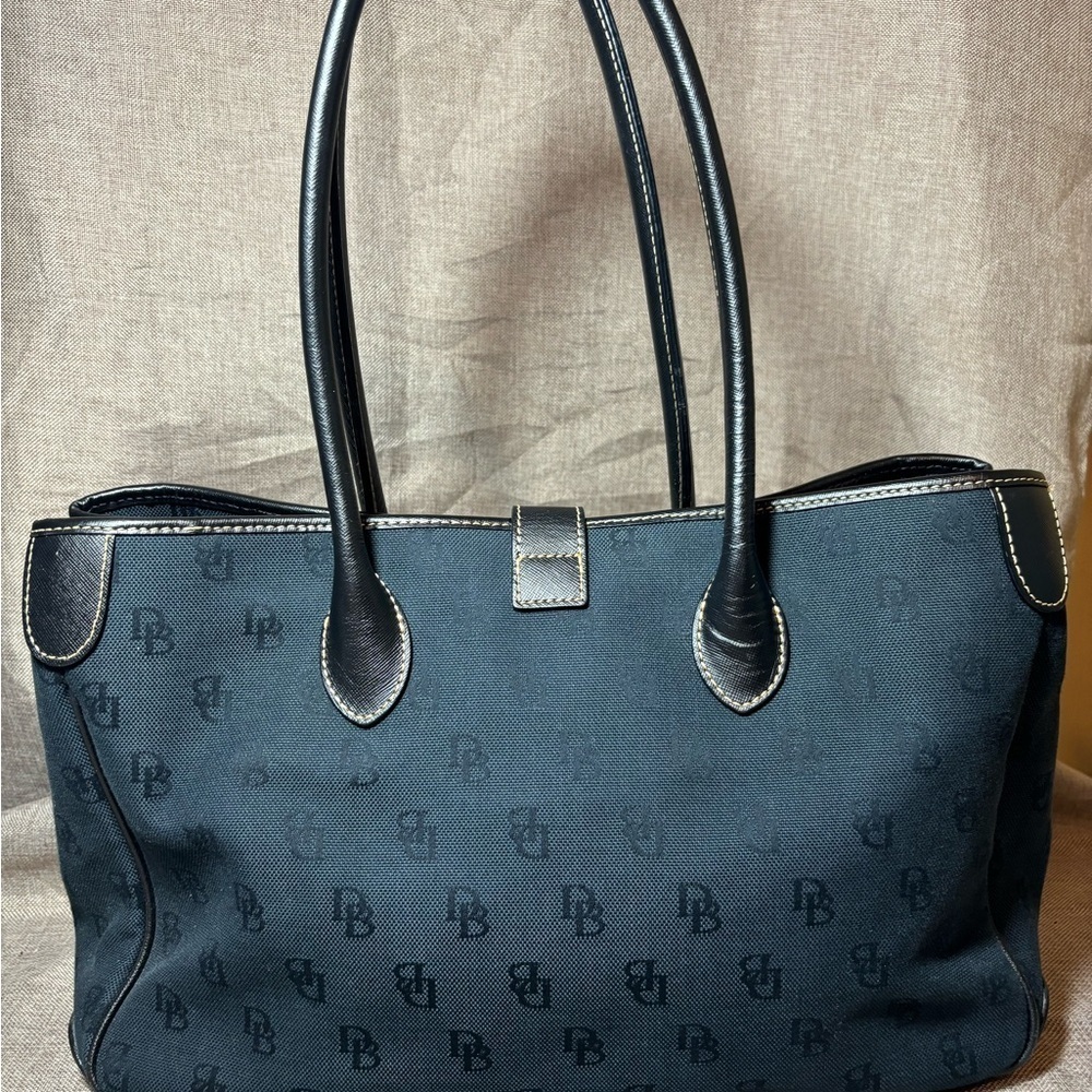 Dooney & Bourke Vintage Black Monogram Large Canvas Purse Shoulder Bag #K8918219